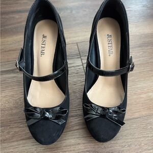 JustFab Black Bow Mary Jane Heels